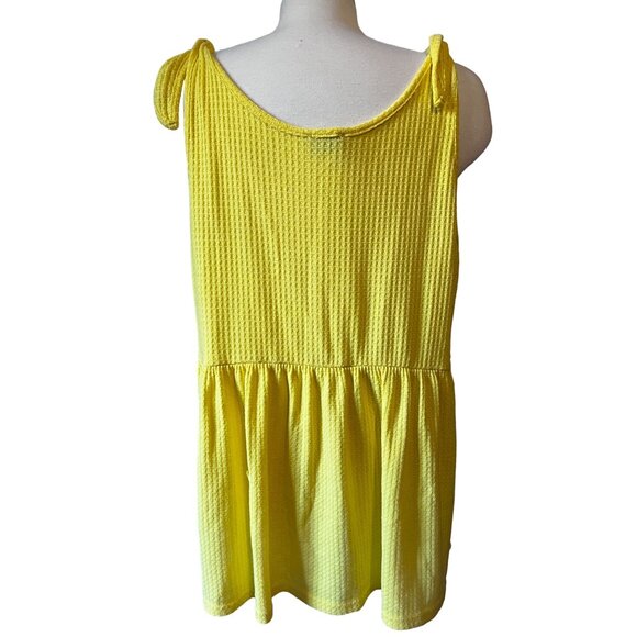 Vintage Spin USA Tank Top Sz 1XL Womens Yellow Plus Size Blouse Oversized Tie Sh - Picture 10 of 13